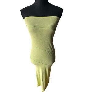 See You Monday Strapless Ribbed Lime Green Bodycon Dress